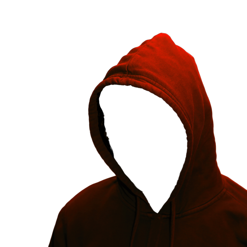 Cappuccio da sicurezza offensiva Cappuccio di un hacker di colore rosso che simbolizza la sicurezza offensiva di Redflare