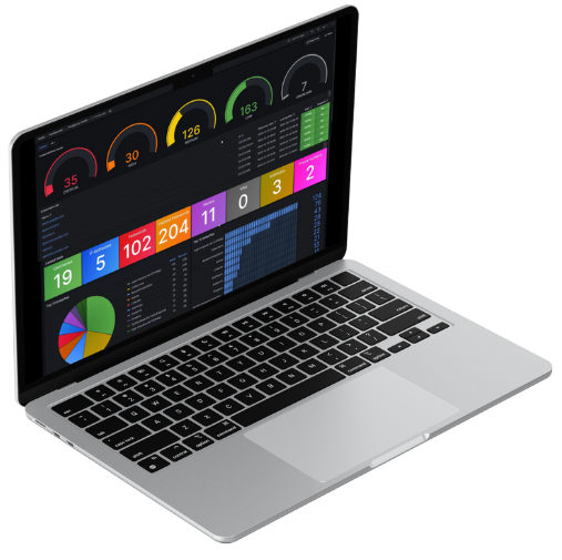 Laptop grigio raffigurante la schermata del software Artemis.